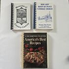 Vintage Lot Bundle of 3 Spiral Bound Church Cookbook Local Recipes
