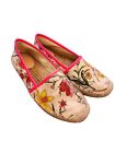GUCCI Canvas Pink Floral Print Espadrilles Size 8.5/ 38.5  Made In Spain
