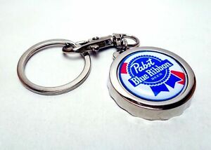 PABST BLUE RIBBON Beer Can / Bottle Cap Opener Key Chain / Key Ring  Handmade