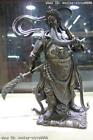 China Pure Bronze Copper Dragon Guan Gong Guan Yu Warrior God Hold Sword Statue