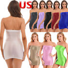 US Women Sexy Sheer Mini Dress Strapless Elastic Tube Bodycon Dress Lingerie