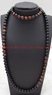 Natural 8mm Black Agate &Red Tiger's Eye Gems Round Beads Necklace 24-36