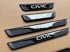 4PCS Black Car Door Scuff Sill Cover Panel Step Protector For Civic Accessories (For: Honda Civic)