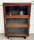 HALE of HERKIMER, NY Antique/Vintage 3-Stack Walnut Barrister Bookcase