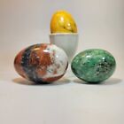 Vintage Polished Marble Granite Stone Easter Eggs Italy Lot Of 3
