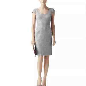 REISS Lace Dress Gray Marjorie Women's Size 2 Knee Length Cap Sleeve Cocktail