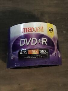 MAXELL DVD+R DISCS 4.7GB 16x 120 min 50 PACK WRITE ONCE SINGLE SIDED NEW SEALED