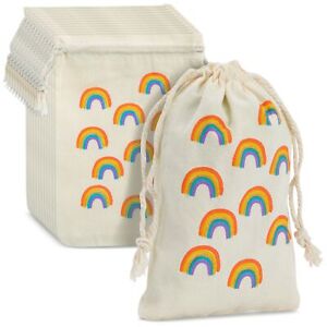 12 Pack Drawstring Gift Bag Treat Pouch Rainbow Unicorn Kid Birthday Party 4X6 
