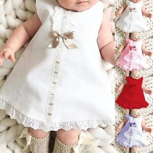 Newborn Baby Girls Lace Sleeveless Dress Headband Set Infant Outfit Clothes US