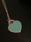 Blue Enamel Return to Tiffany & Co. Heart Tag Charm 34” Necklace