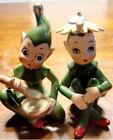 Vintage Josef Originals PIXIE ELVES Lot Of 2 Highly Collectible Christmas Decor