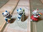 3 Vintage Musical Cat Figurines