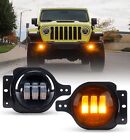 Pair 4 inch LED Fog Lights Driving Lamps for Jeep Wrangler JL JT 2018-2023 Amber (For: Jeep Wrangler)