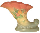 VtG HULL ART Pottery Soft Pink-Blue Wildflower Cornucopia Vase W-7 7 1/2
