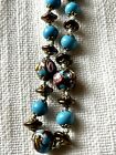 Vintage Blue Venetian Wedding Cake Bead Necklace