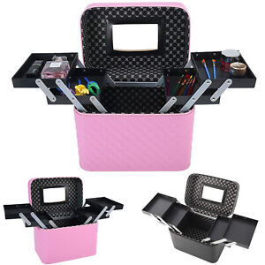 Makeup Train Jewelry Storage Box 4 Layer Foldable Tray Cosmetic Case Organizer