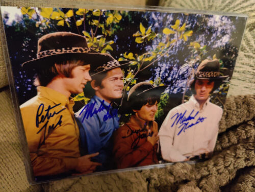 THE MONKEES Signed Autograph Auto 8x10 Photo by All 4 Members Slab