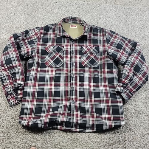 Wrangler Shirt Mens Large Plaid Button Up Western Sherpa Lined Flannel Shacket