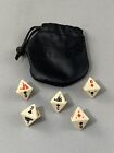 Vtg. Marlboro Set of Five  8-Sided Poker Dice Die Game with Black Leather Pouch