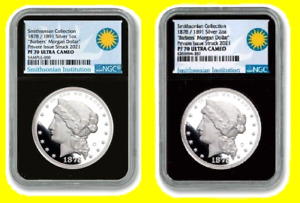 2021 Morgan 1878/1891 Silver Dollar 1 oz and 2 oz rare 2 coins set NGC PF 70 UC