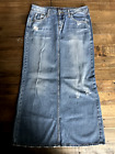 HINT JEANS~LONG Straight DENIM SKIRT~Size 7 Juniors~ Distressed Destroyed CUTE!!