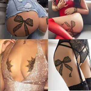 Temporary Tattoo Sexy Lace Women Girl Lady Leg Ass Black Ribbon Sun Fake Sticker