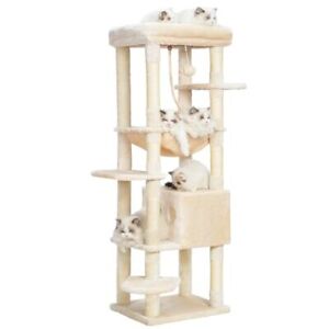Cat Tree for Large Cats 20 lbs Heavy Duty,inches XXL Cat Tower for 60 Beige