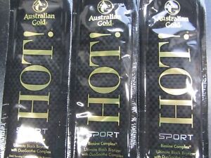 5 PACKETS AUSTRALIAN GOLD HOT! SPORT ULTIMATE BLACK BRONZER TANNING LOTION