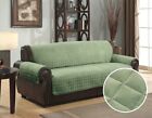 Quilted Furniture Protector Cover Micro Suede Pet Dog Couch Sofa Slipcover, Sage