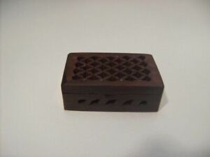 CARVED ROSEWOOD BOX WITH BRASS 1.5