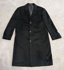 Izod Mens Sz 44R Wool Overcoat Black Prospect Winter Long Pea Coat Button Heavy