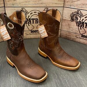 MEN'S RODEO COWBOY BOOTS PATRON BULL DOG TOE LEATHER SOLES COWHIDE MODEL #710
