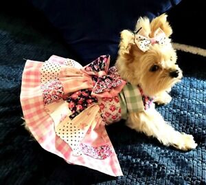 DOG HARNESS DRESS  PINK PATCH      NEW HANDMADE  FREE SHIPPING