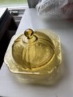 Indiana Glass Recollection Madrid Yellow Glass Covered Butter Dish Vintage 1970