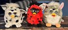 Lot Of (3) Vtg Tiger Furby’s All Untested AS IS Gray, Dalmatian, Ladybug Red/Blk
