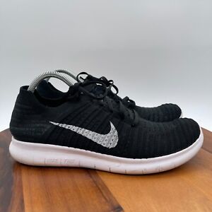 Nike Free RN Flyknit Shoes Mens 10.5 Black White Running Athletic Sneakers