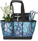 WORKPRO Garden Tool Bag, 9 Pockets Tote Heavy Large, Floral Blue