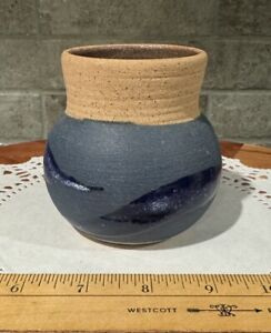 New ListingVtg Signed Alfa Rafael Dom Pottery Vase Open Jar Hand Thrown Blue White Gray