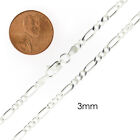 Real Sterling Silver Mens Boys Figaro Solid Chain Bracelet or Necklace 925 Italy