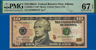2004A $10 Federal Reserve Note PMG 67EPQ rare low serial Atlanta star Fr 2039-F*