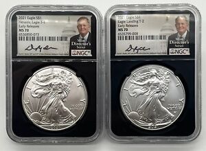 2021 TYPE 1 & 2 SILVER EAGLE  D. RYDER SIGNED NGC MS 70 MINT DIR SERIES