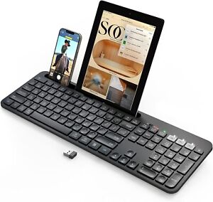 2.4G USB and Bluetooth Wireless Keyboard with Tablet Holder for Multi Devices