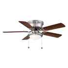 Hugger 44 In. Ceiling Fan With LED Light Low Ceiling Flush Mount Brushed Nickel