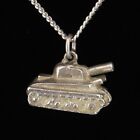 VTG Sterling Silver - WWII Military Tank Pendant 18