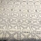 Vintage Off White Hand Crocheted Bedspread-Coverlet 92 x 74 HEAVY COTTON  ECU