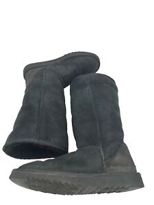 UGG Classic Women Size 5 Tall #5815 Sheepskin Black Snow Boots Fur Winter Read