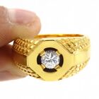 14K Yellow Gold Plated Cubic Zirconia Men's Solitaire Wedding Band Ring
