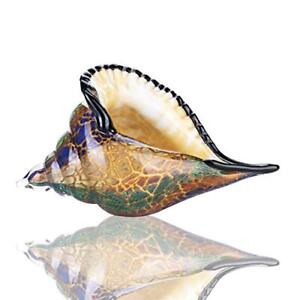 Glass Conch, Hand Blown Seashell Art Glass Figurine, Crystal Glass Paperweight,