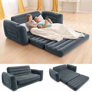 Sofa Bed Sleeper Queen Size Inflatable Air Folding Futon Convertible Gray Couch