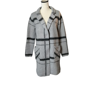Heartloom Revolve Womens Sz S Ezra Sweater Coat Grey Plaid Duster Thick Warm